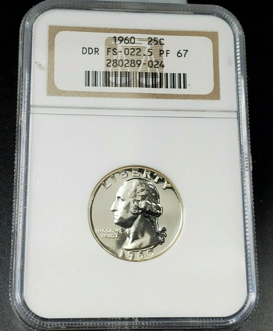 1960 25c Washington Quarter Silver Coin NGC PF67 FS-022.5 FS-801 DDR Double Die
