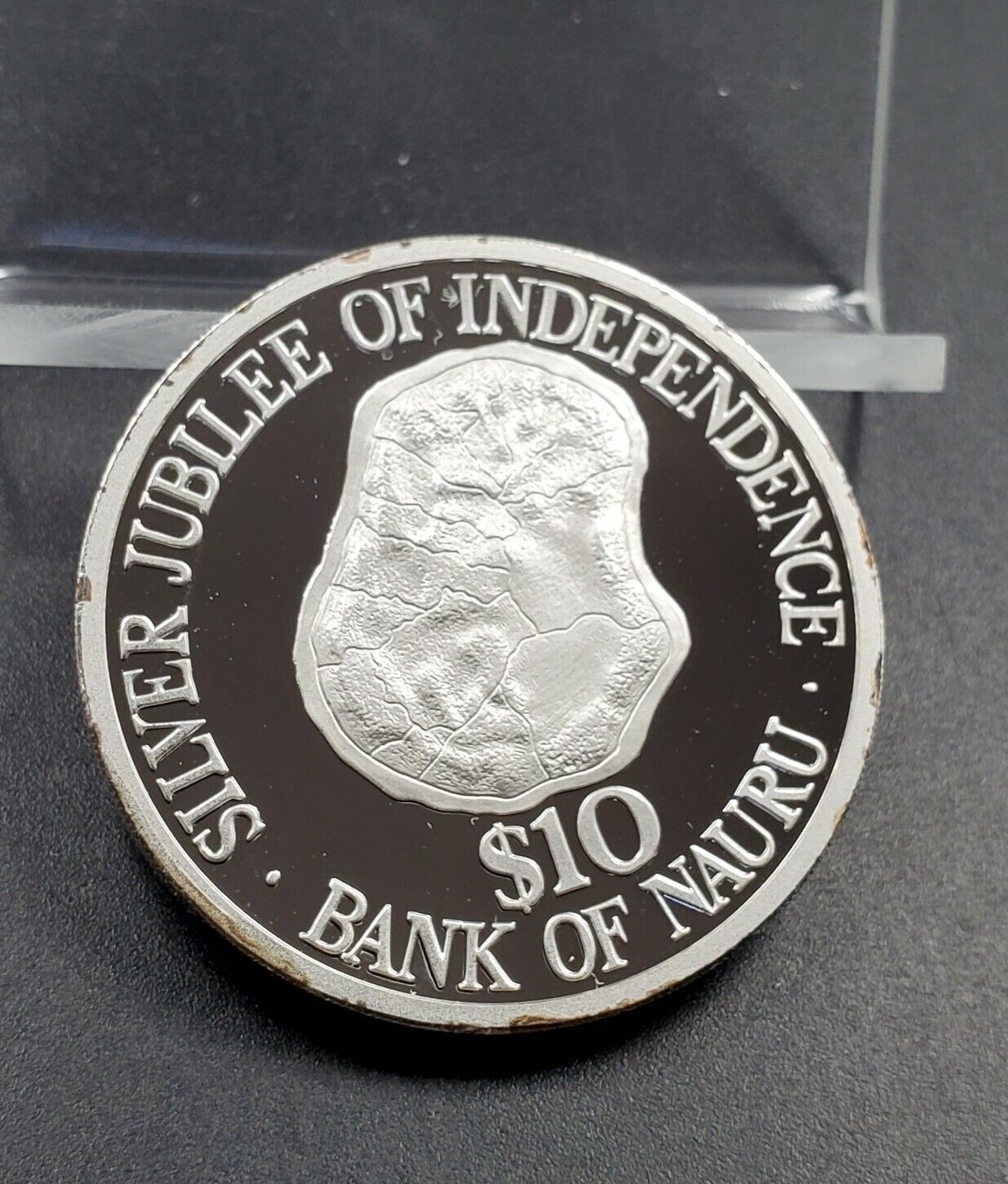 1993 Nauru Republic 10 Dollars Independence Map KM-1 Gem silver proof 1k Mintage