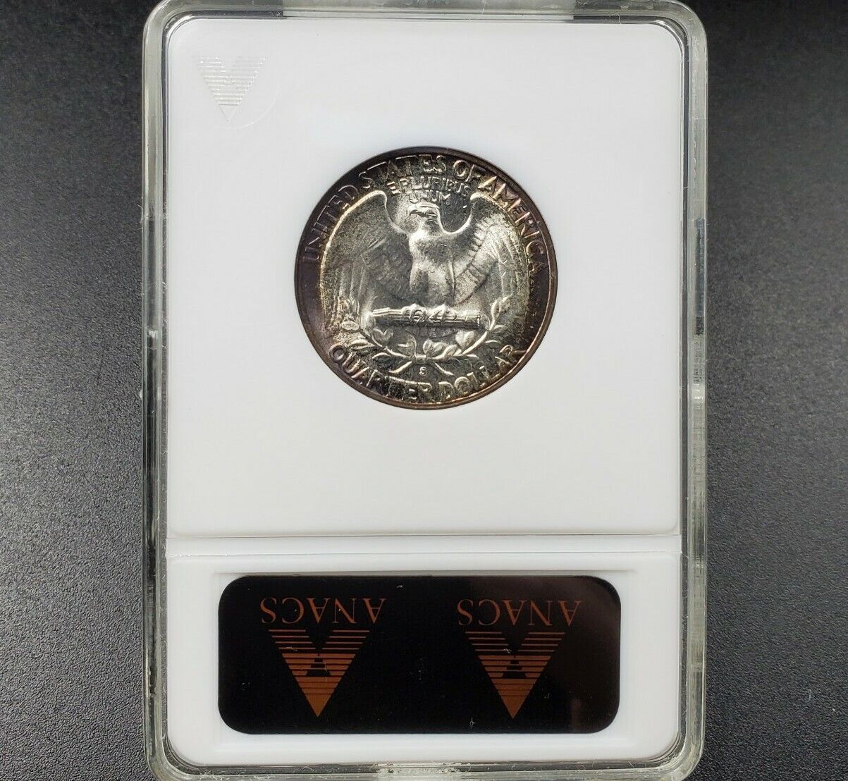 1950 S S/S 25c Washington Quarter Coin Variety MS65 FS-501 ANACS PQ Toning Toner