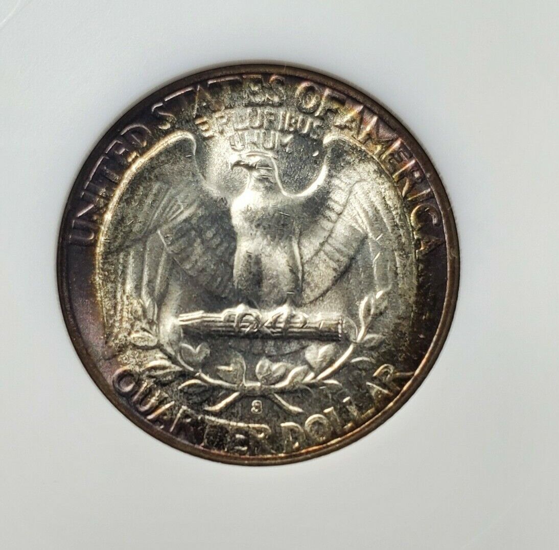 1950 S S/S 25c Washington Quarter Coin Variety MS65 FS-501 ANACS PQ Toning Toner
