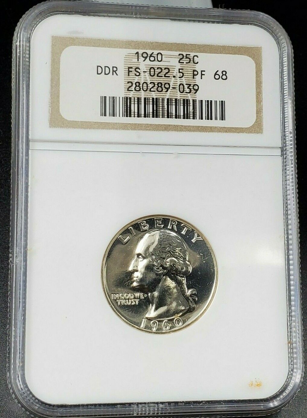 1960 25c Washington Proof Variet Quarter NGC PF68 FS-022.5 FS-801 DDR Double Die