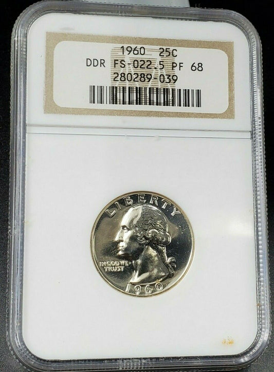 1960 25c Washington Proof Variet Quarter NGC PF68 FS-022.5 FS-801 DDR Double Die