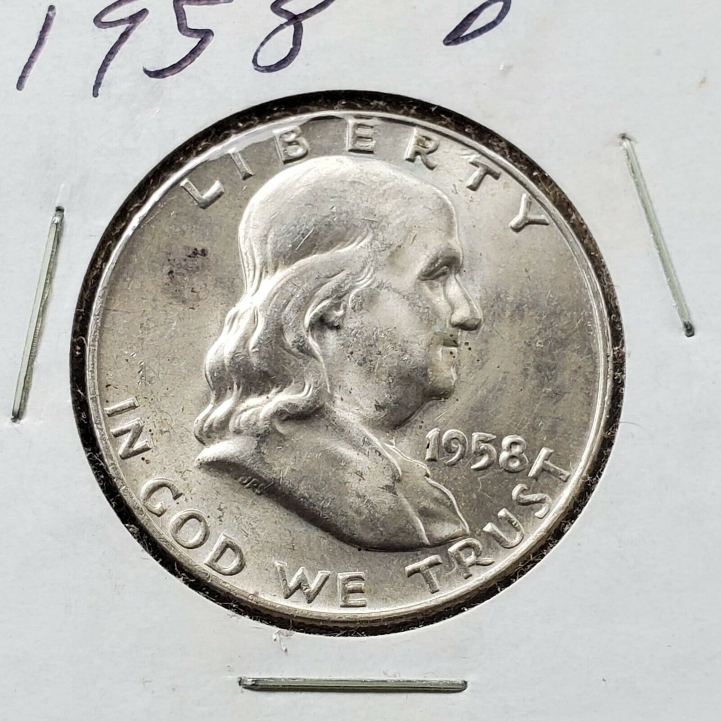 1958 D Franklin Silver 90% Half Dollar Coin Choice BU UNC