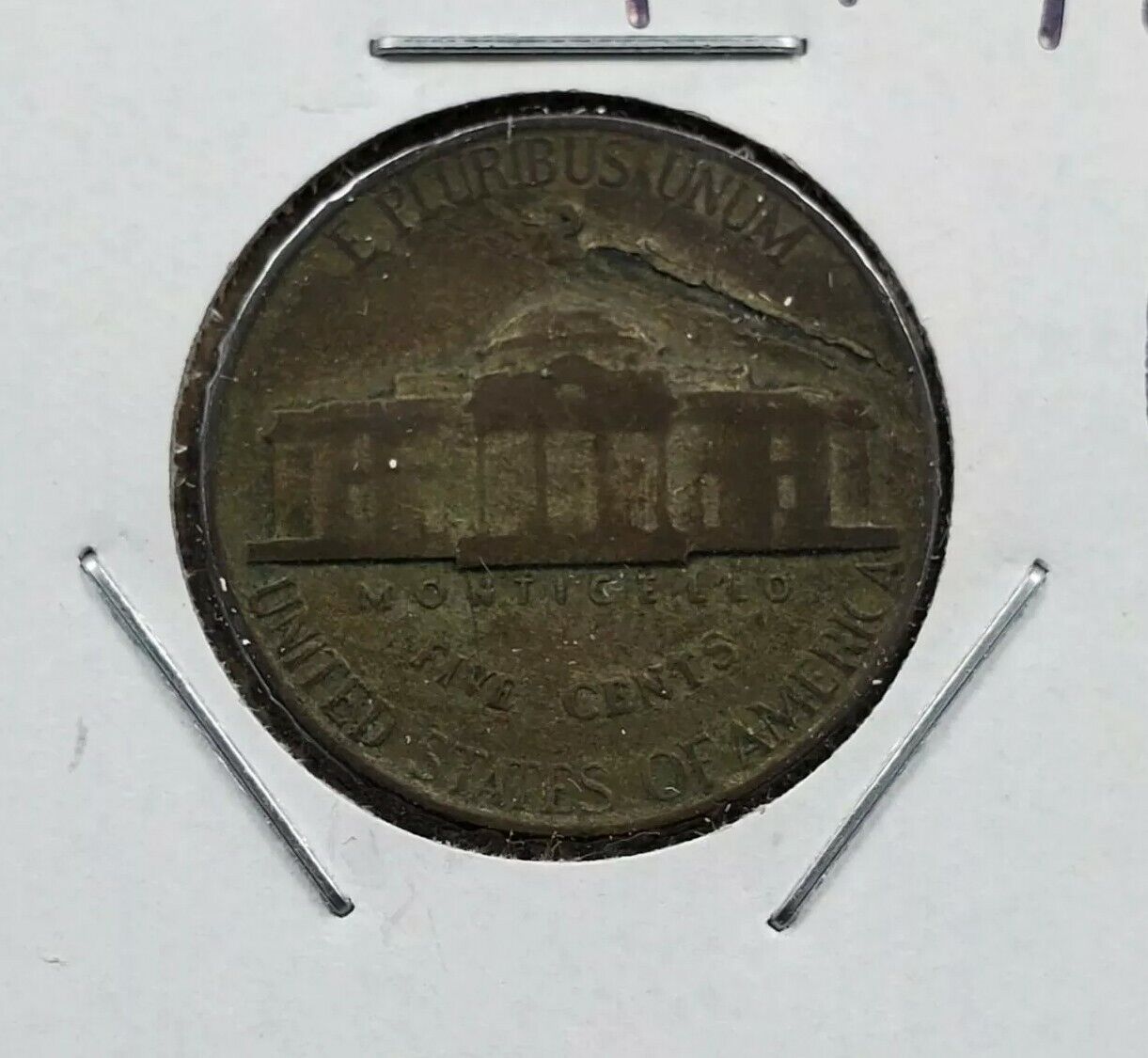 1945 P Type 2 Jefferson Silver WW2 Era Nickel OBV&REV Laminated Planchet Error