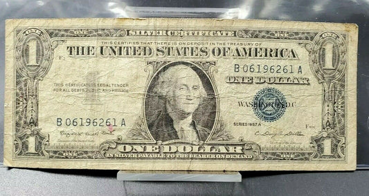 1957 $1 Silver Certificate A Blue Seal Semi Radar Neat Serial Number Near readBW