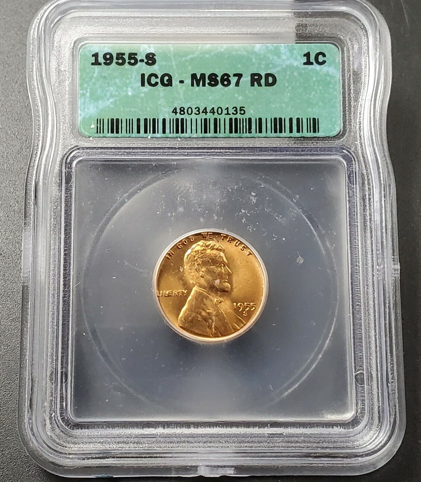 1955 S Lincoln Wheat Cent Variety Coin ICG MS67 RED RD MAJOR DIE CHIPS @ LIBERTY