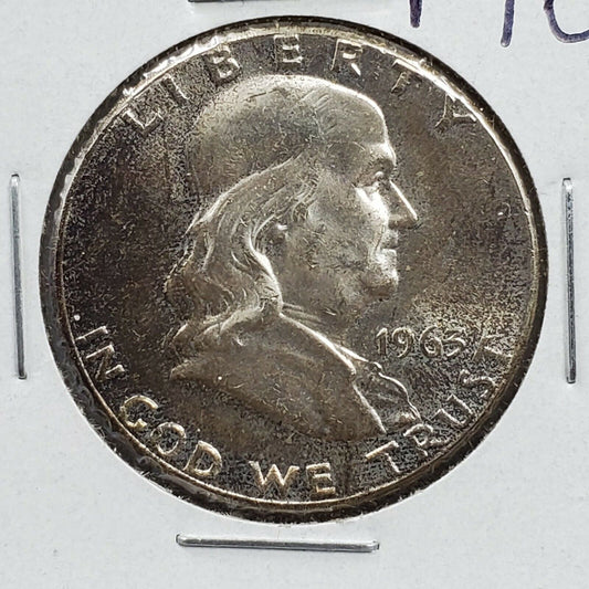 1963 P Franklin Silver 90% Half Dollar Coin BU Uncirculated Neat Toning Toner