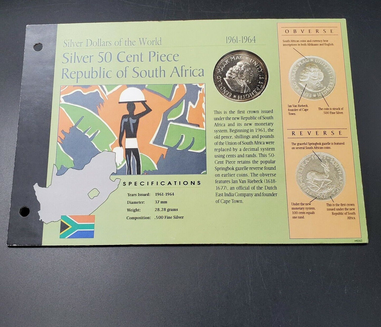 1964 South Africa 50c PL REV American Historical Society Silver Dollars of World