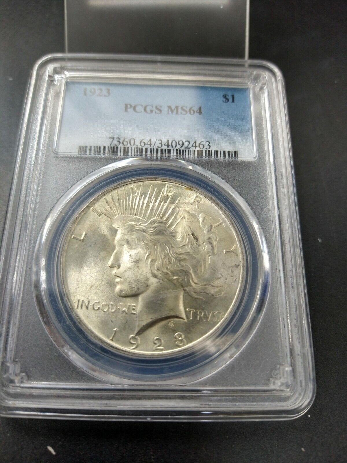 1923 P Peace Silver Eagle Dollar Coin PCGS MS64 CH BU UNC Certified Some Toning
