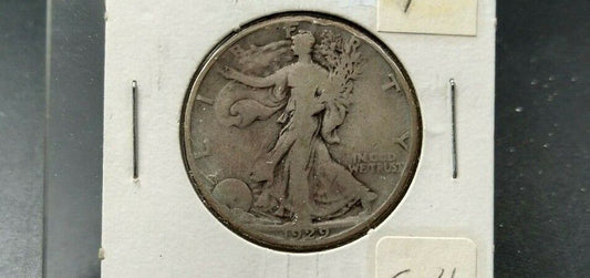 1929 S Walking Liberty Silver Half Dollar Coin Choice VG / Fine Circulated