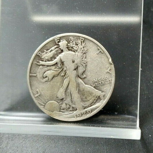 1929 S Walking Liberty Silver Half Dollar Coin Average VF Very Fine Circ