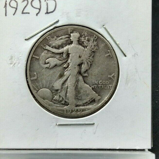 1929 D Walking Liberty Silver Eagle Half Dollar Coin Choice VF Very Fine Semi 🔑