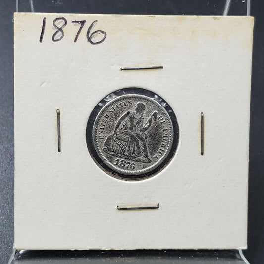 1876 P SEATED LIBERTY SILVER DIME COIN Average EX XF EXTRA FINE #2