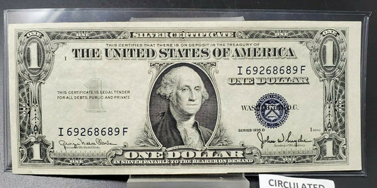 1935 D $1 Silver Certificate Narrow Margin Blue Seal  VF / XF Repeat 6868 # +69!