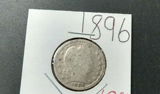 1896 P Barber Silver Eagle Quarter Coin Average AG About Good Full Date
