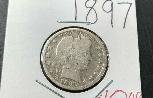 1897 P Barber Silver Eagle Quarter Average Good Circulated