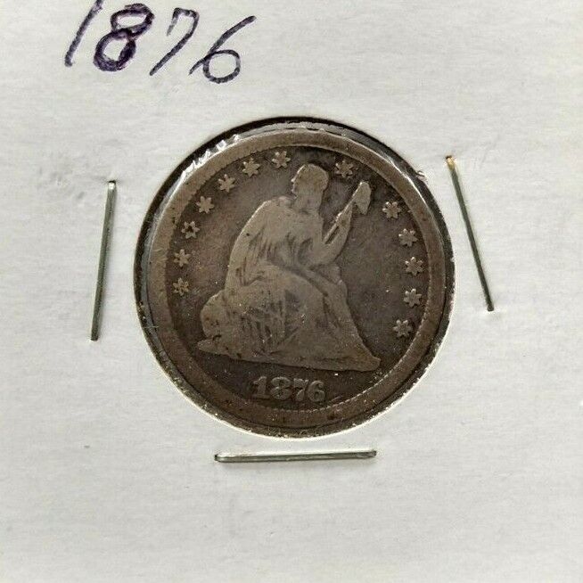 1876 P Seated Liberty Silver Eagle Quarter Coin Choice VG Very Good / Fine