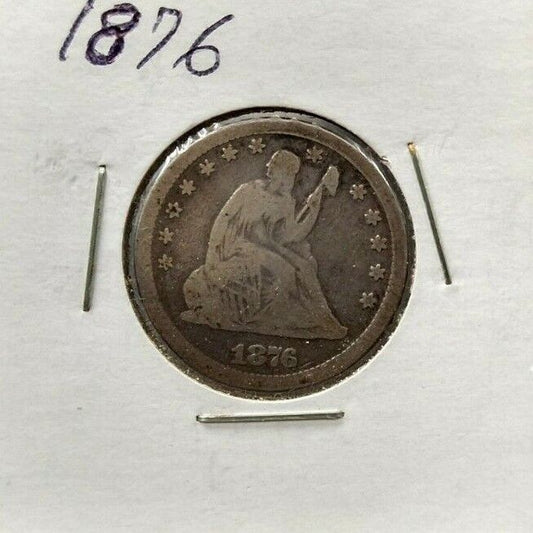 1876 P Seated Liberty Silver Eagle Quarter Coin Choice VG Very Good / Fine