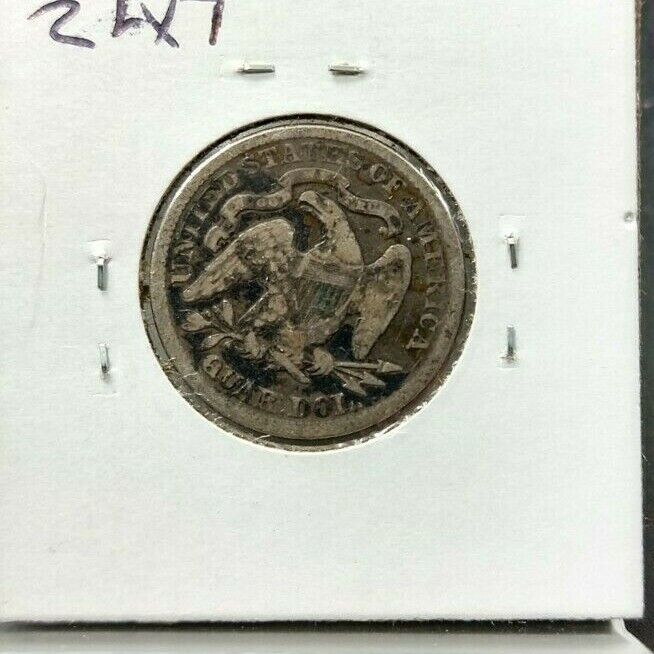 1876 Seated Liberty Silver Eagle Quarter Coin Average VG Very Good Toned