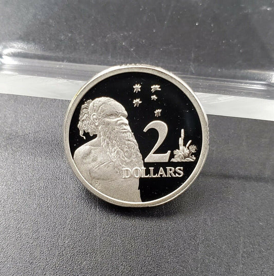 1988 $ 2 DOLLARS AUSTRALIA ABORIGINAL RAM PROOF SILVER WORLD COIN