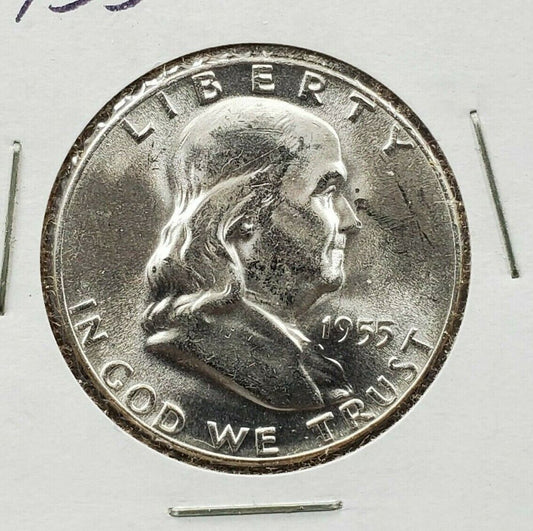1955 P Franklin Silver Half Dollar Coin Choice BU UNC Uncirculated