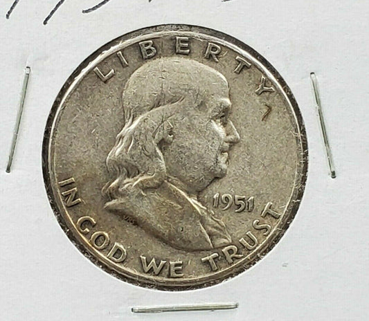 1951 S Franklin Silver Half Dollar VF Very Fine Circulated Semi Key Date