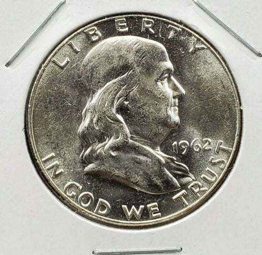 1962 D Franklin Silver Half Dollar Coin BU Uncirculated Denver Not Much Toning