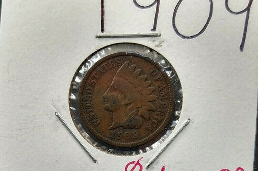 1909 P Indian Head Wheat Cent Penny Coin Choice VG VERY GOOD Last Year of Type