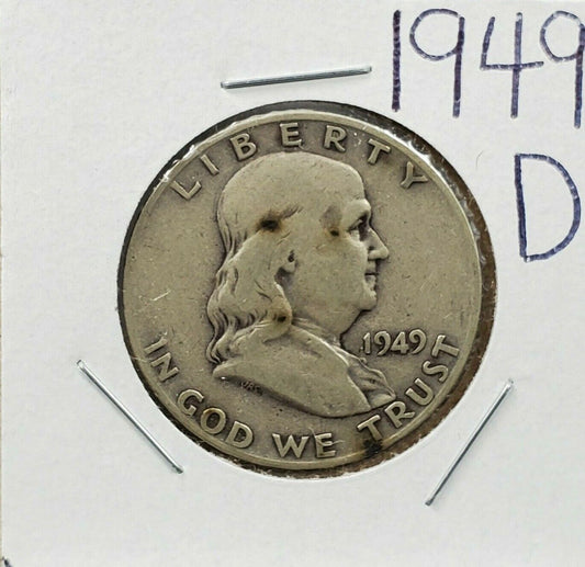 1949 D Franklin Silver Half Dollar Coin Choice Circulated Key Date 2