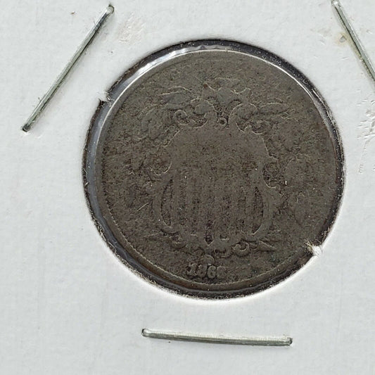 1868 5c Shield Nickel Coin Average Circulated AG About Good
