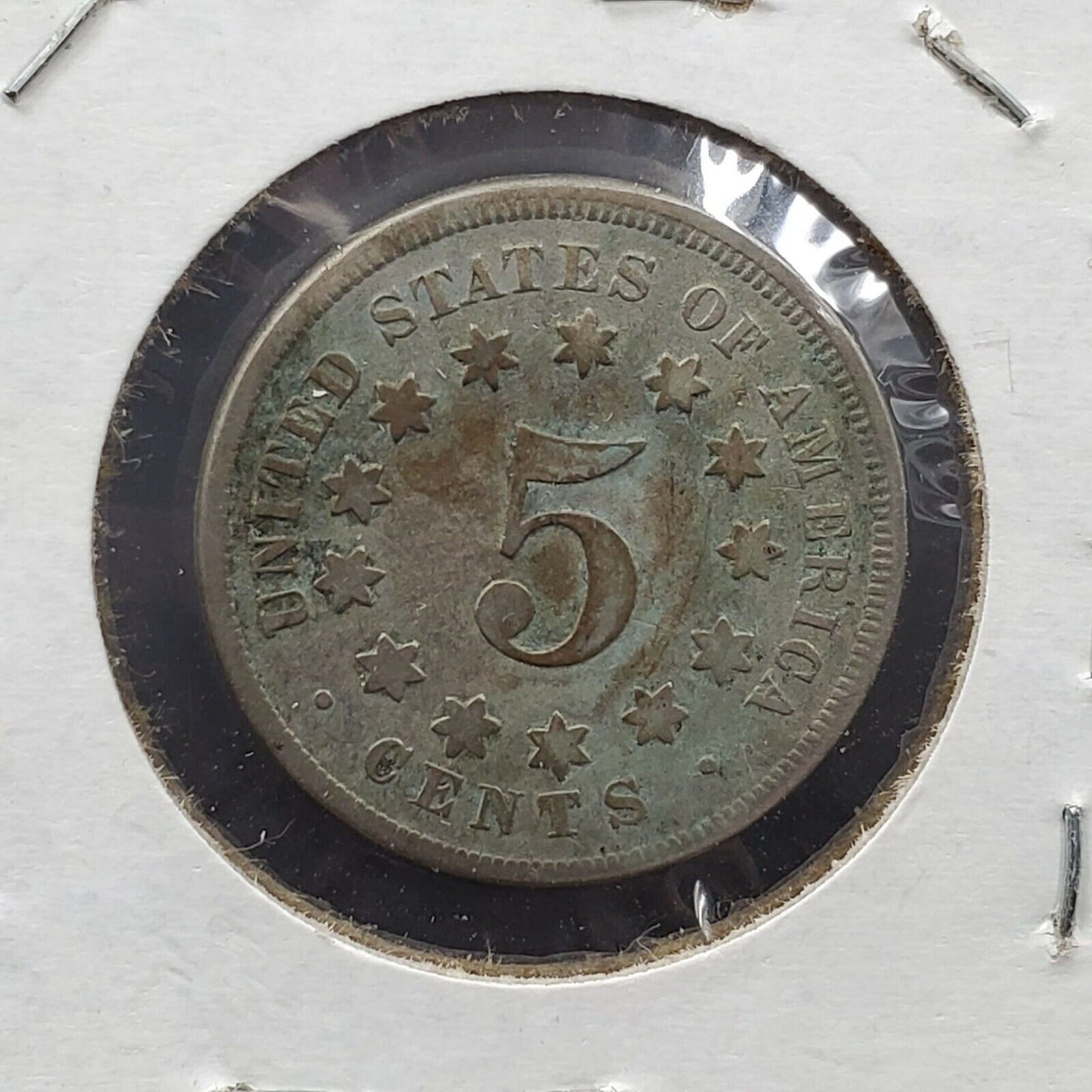 1867 5c Shield Nickel Coin Average Circulated VG Very Good Details ED No Rays