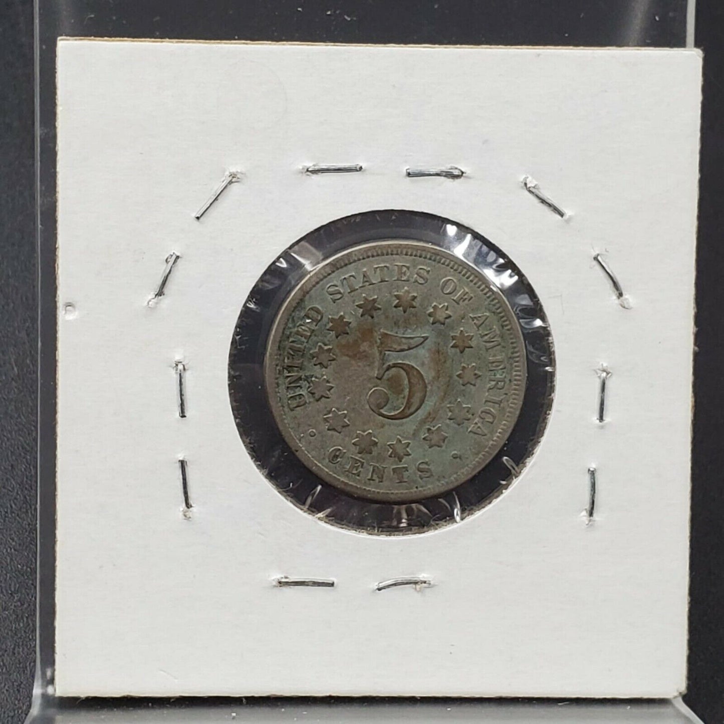 1867 5c Shield Nickel Coin Average Circulated VG Very Good Details ED No Rays