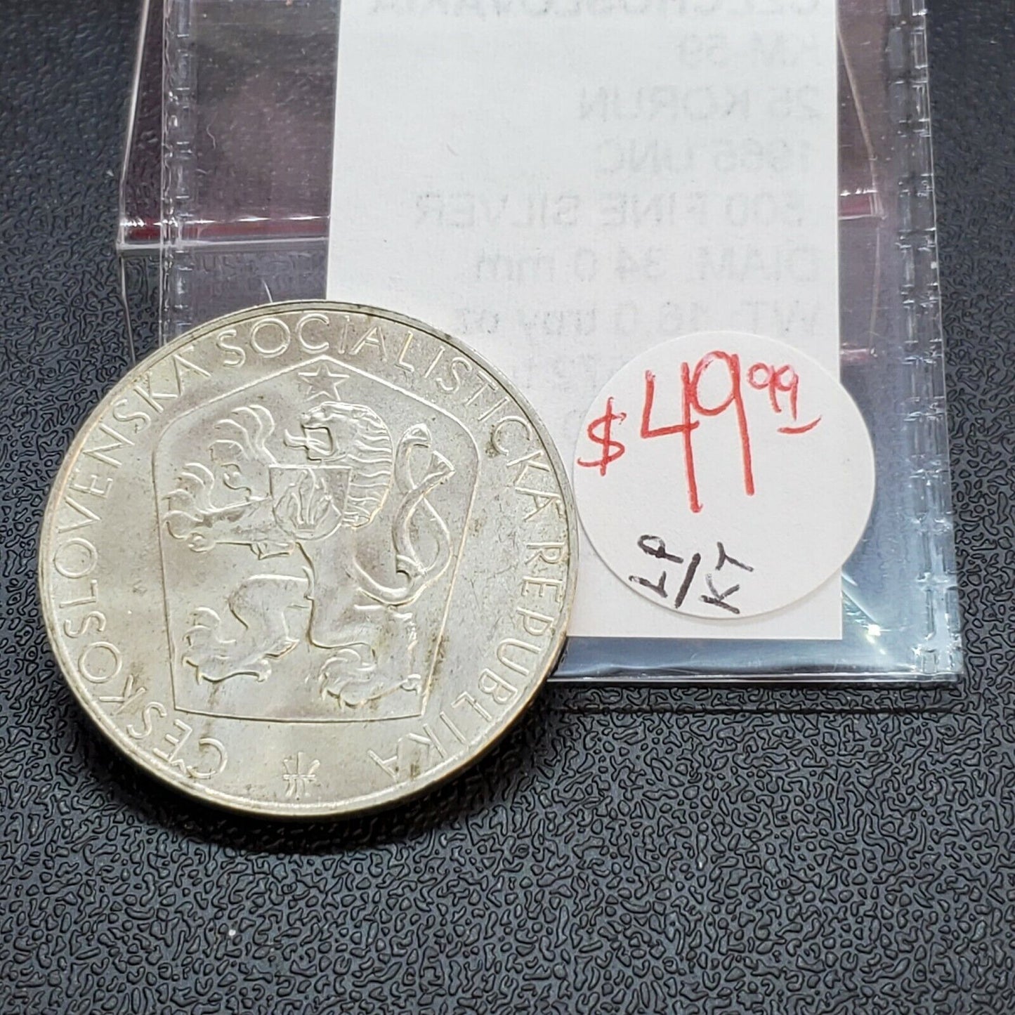 1965 Czechoslovakia 25 Korun .500 Fine Silver GEM BU Silver COMMEMORATIVE Coin