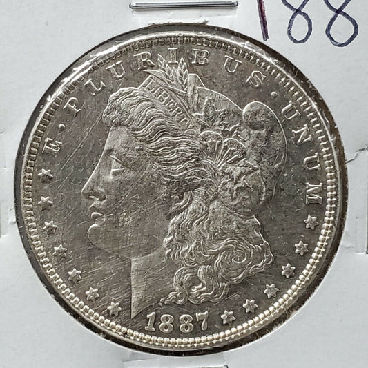 1887 Morgan Silver Eagle Dollar $1 Coin UNC DETAILS SHINY