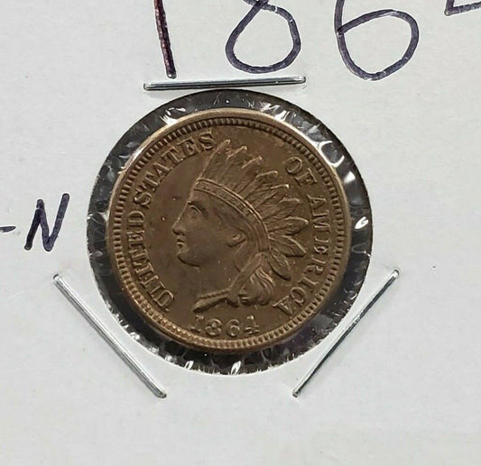 1864 Indian Head Cent Coin Copper Nickel Civil War Issue CHOICE AU ABOUT UNC