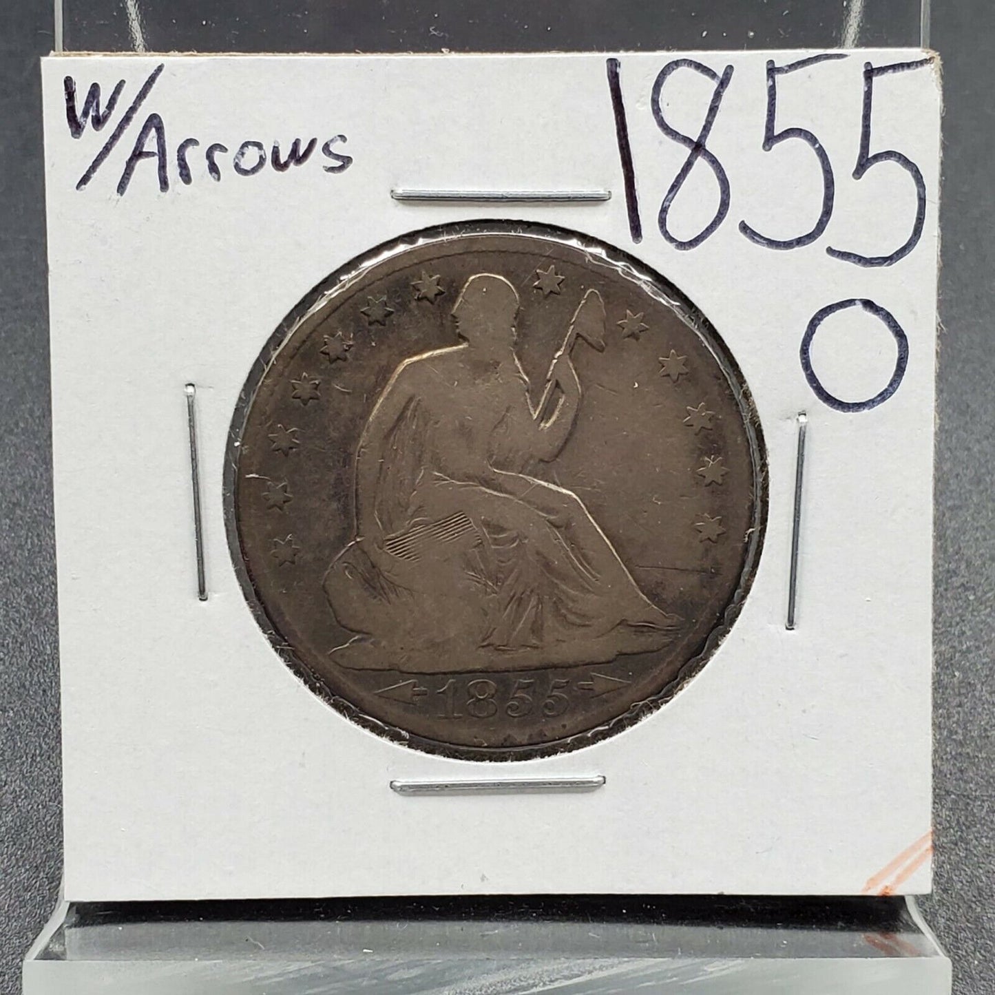 1855 O Seated Liberty Half Dollar 50c Silver Coin Choice F Fine New Orleans Mint