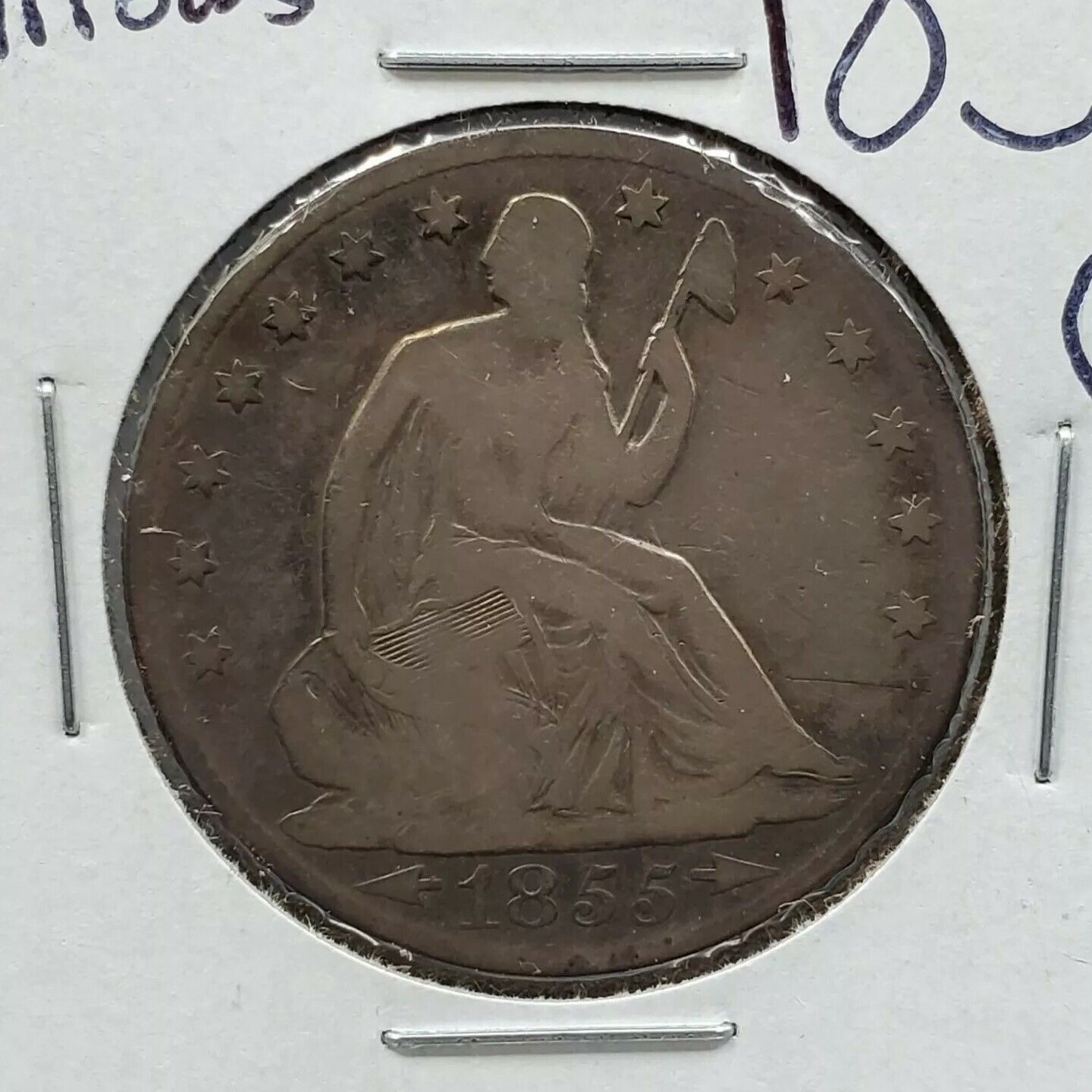 1855 O Seated Liberty Half Dollar 50c Silver Coin Choice F Fine New Orleans Mint