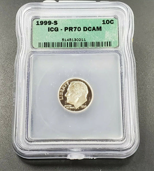 1999 S Roosevelt 10c Proof Clad  ICG PR70 DCAM