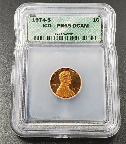 1974 S Lincoln Memorial Cent Penny Coin Vintage ICG PR69 Gem Proof #2