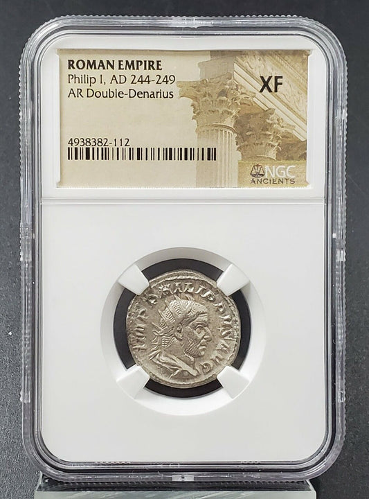 Roman Empire Silver Double Denarius Philip I (244-249 AD) XF NGC Ancient Coin