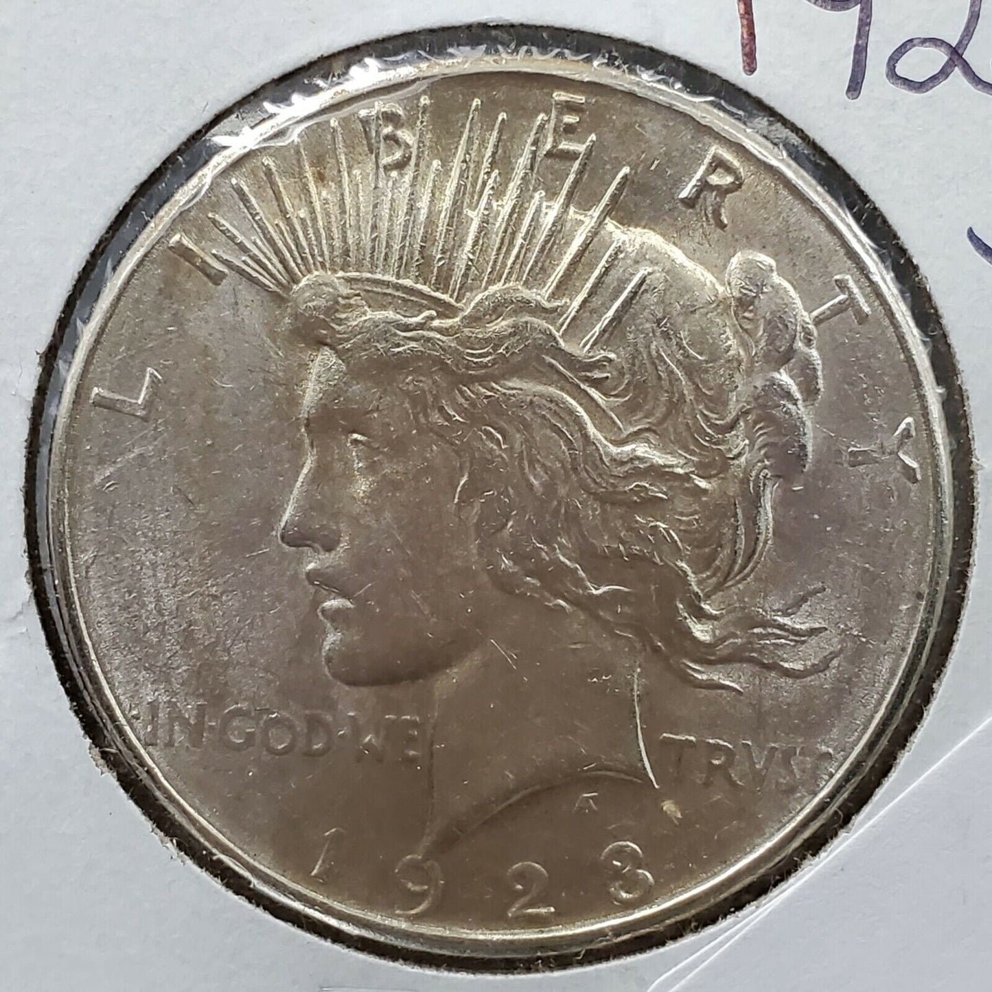 1923 S Peace 90% Silver Eagle Dollar Coin Choice AU Neat Toning Toner