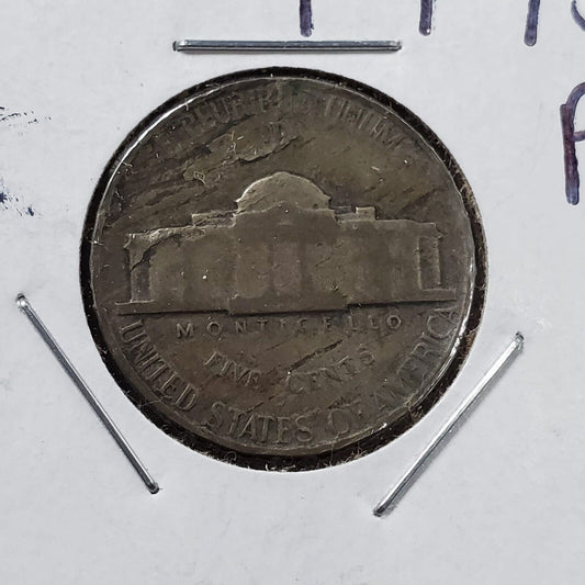 1945 P JEFFERSON NICKEL Major LAMINATED PLANCHET ERROR Circulated 2