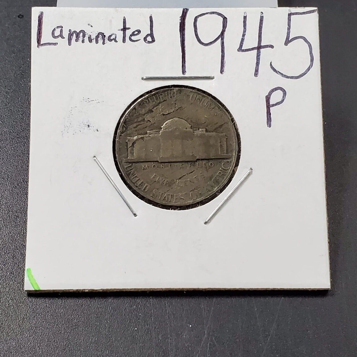 1945 P JEFFERSON NICKEL Major LAMINATED PLANCHET ERROR Circulated 2