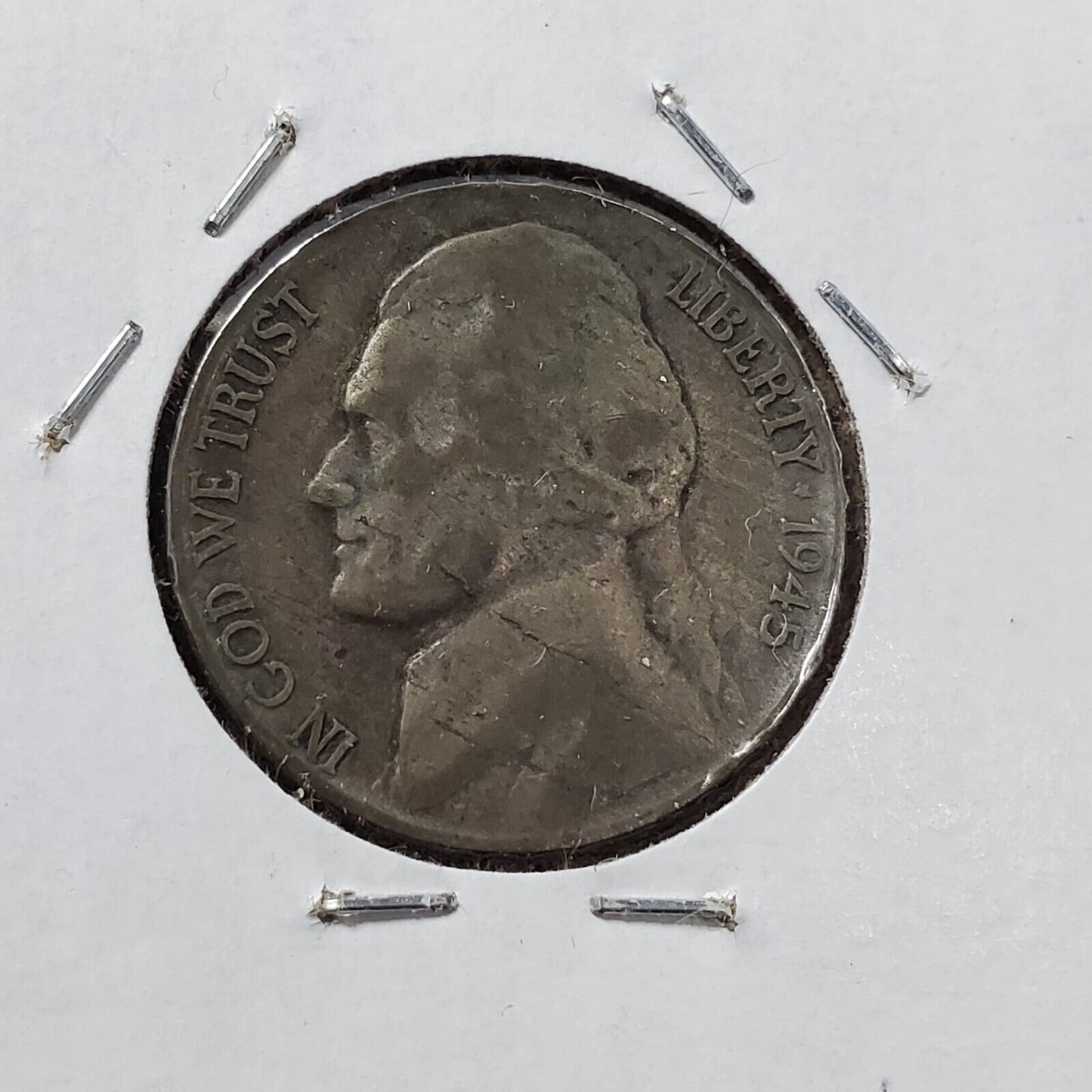 1945 P JEFFERSON NICKEL Major LAMINATED PLANCHET ERROR Circulated 2