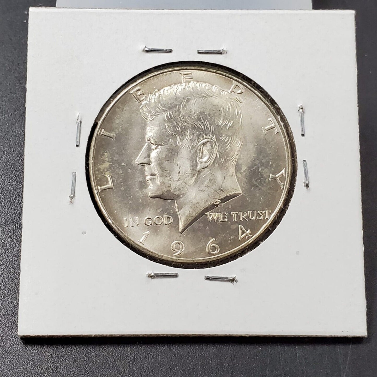 1964 D Kennedy 90% Silver Half Dollar Coin PQ End of Roll Toning Toner Reverse