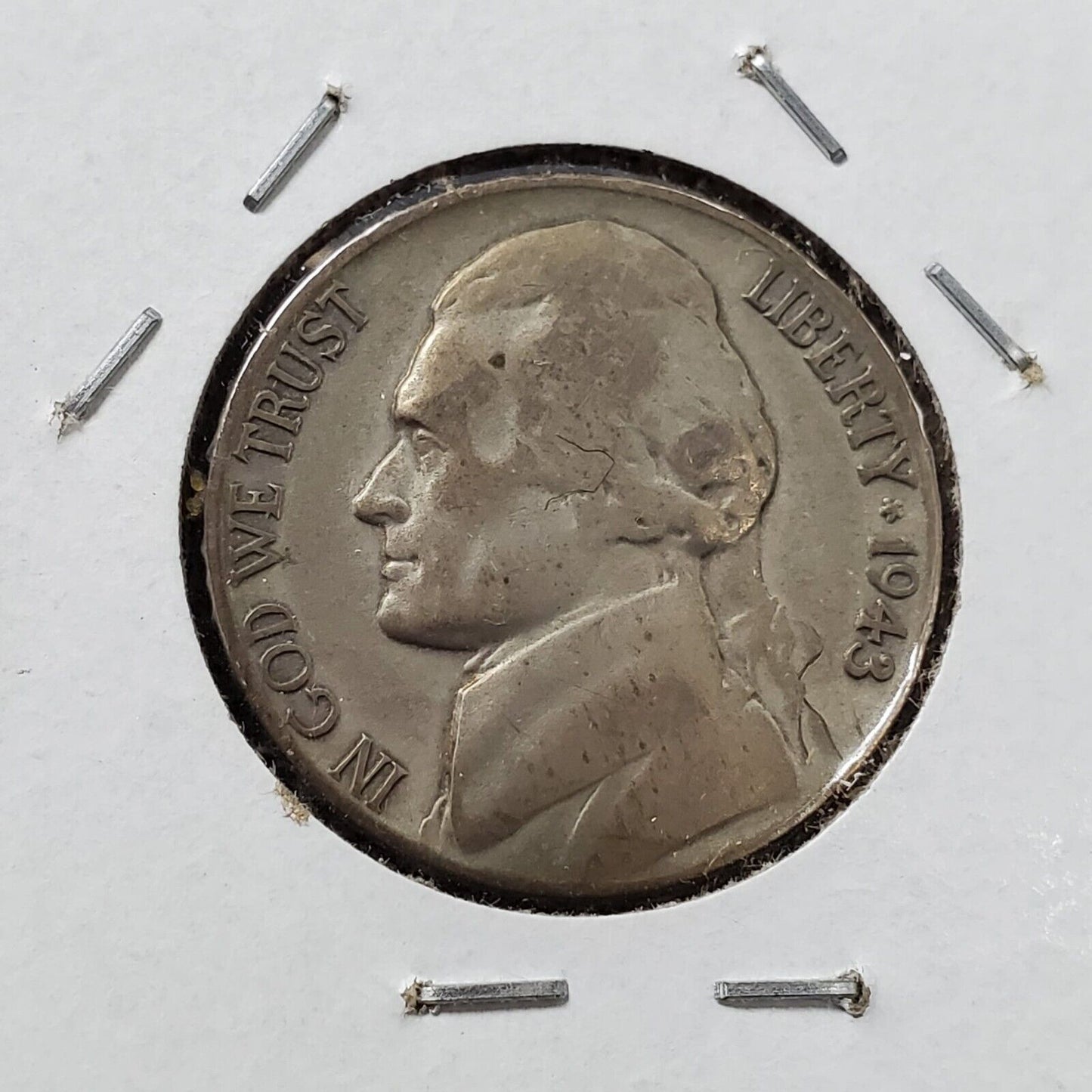 1943 P P/P Jefferson Silver War Nickel Variety Coin RPM Circulated Condition VF+