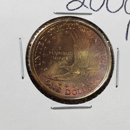 2000 P Sacagawea Native Brass Dollar Coin CH Choice / Gem BU Toner 3