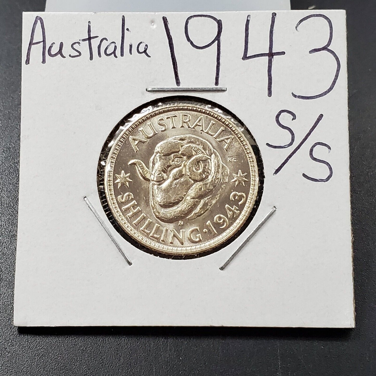 1943 S Australia Shilling silver coin Choice BU UNC S/S RPM Variety