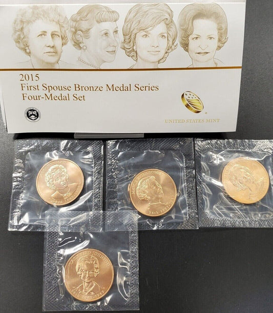 2015 First Spouse 4 Bronze  Medal Metal Set US Mint OGP COA
