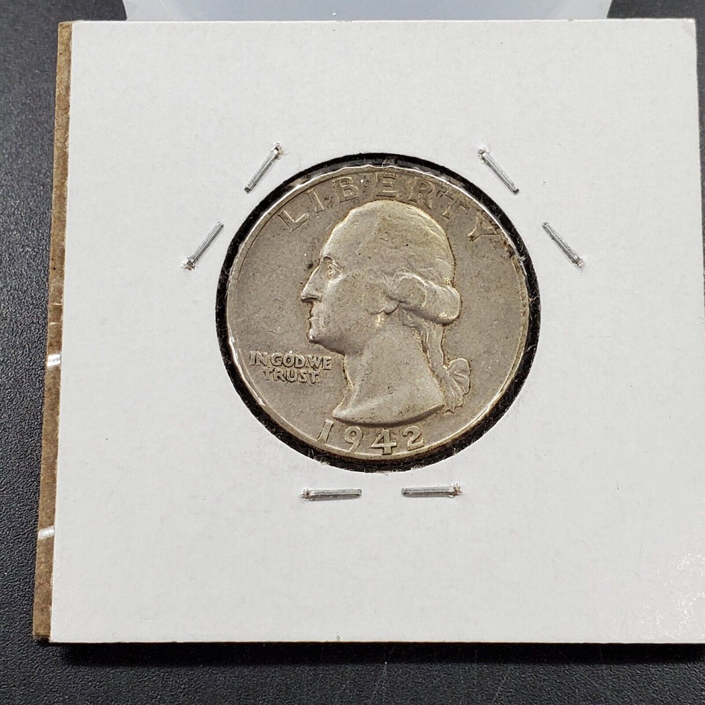 1942 P 25C Washington Quarter Silver Coin DDR Neck FS-803 Double  Die Variety VF